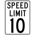 National Marker Co NMC Traffic Sign, 10 MPH Speed Limit Sign, 24in X 18in, White/Black TM18J